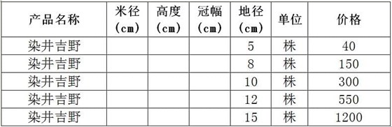 染井吉野价格表